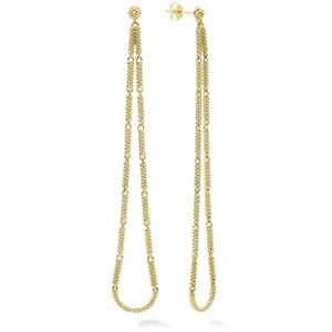 Signature Caviar Long 18K Gold Superfine Caviar Tear Drop Earrings