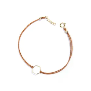 Silk Hexagon Bracelet | Tan, Gold