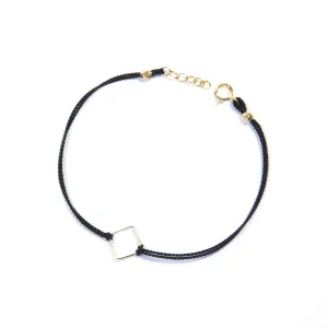 Silk Square Bracelet | Black, Gold