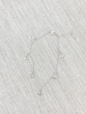 Silver Anchor Charm Anklet