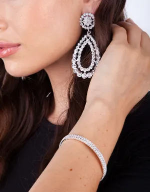 Silver Cubic Zirconia T-Bar Cuff