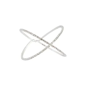 Silver Diamante Cross Cuff