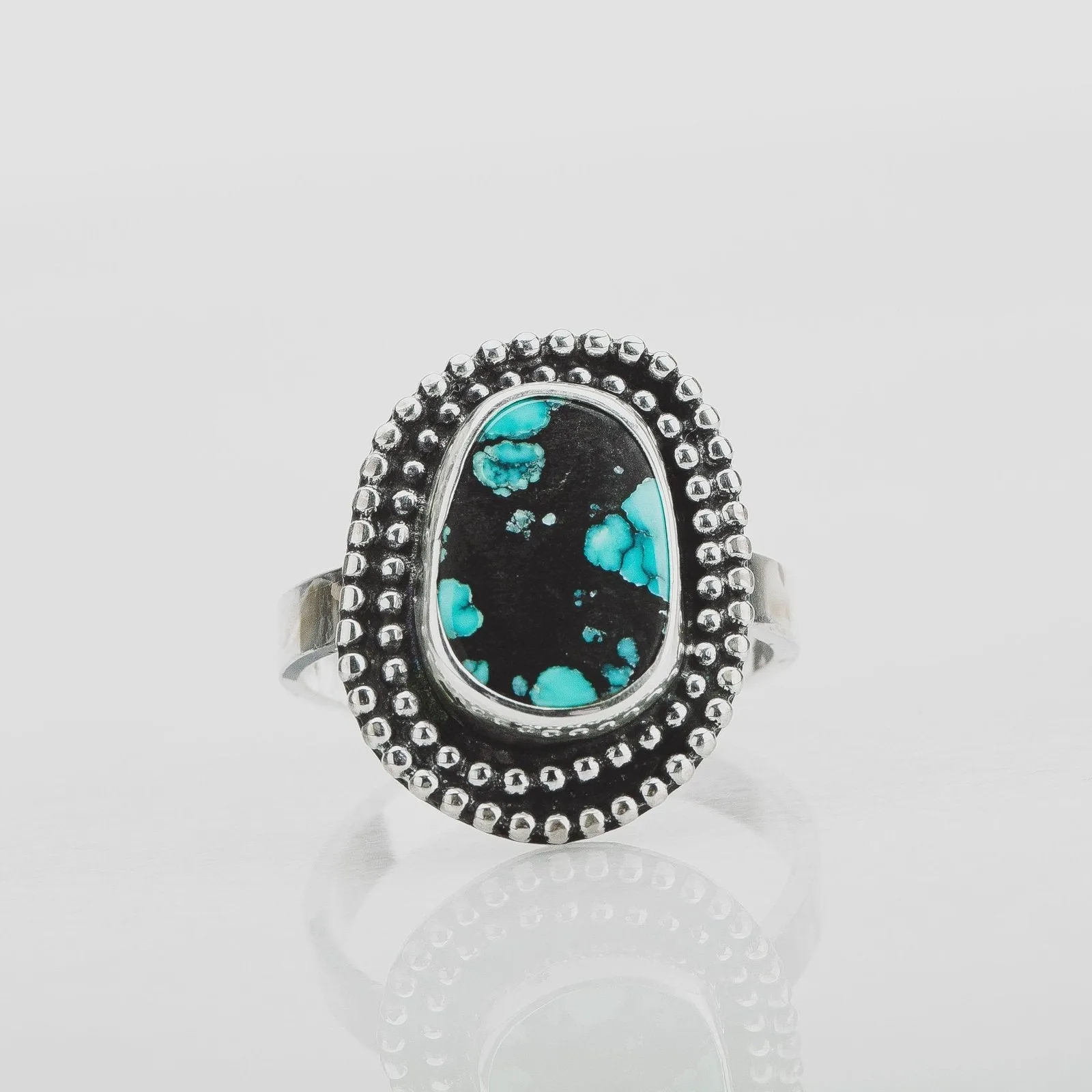 Size 6.5 Black & Blue Cloud Mountain Turquoise Gemstone Ring