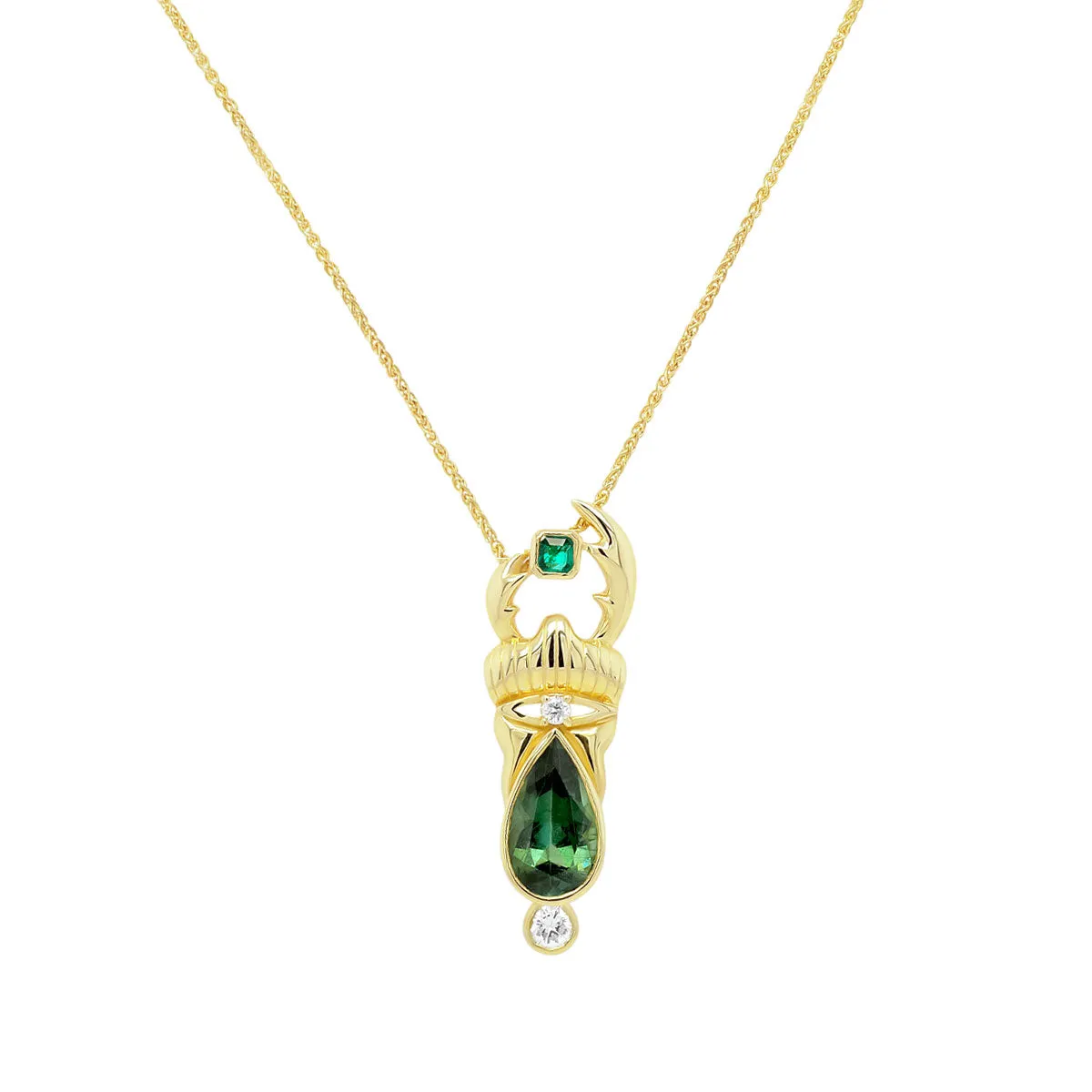 Stag Beetle Necklace | 4.50GMS 2.10CTW | Tourmaline   Emerald