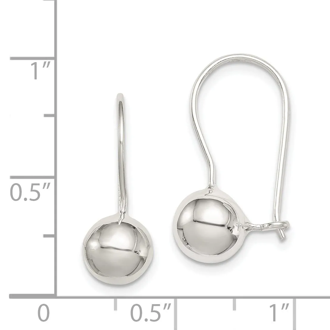 Sterling Silver 8MM Ball Hook Back Earrings