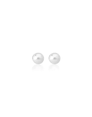 Sterling Silver Gold Plated Stud Earrings for Women with Organic Pearl, 5mm Round White Pearl, Lyra Collection