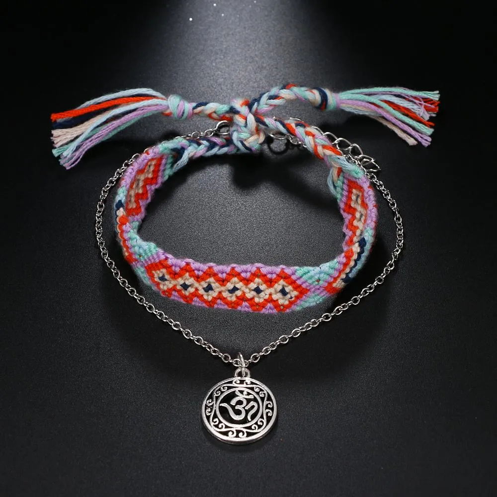 SUMMER is HERE! 2 /pc Cotton & OM Symbol Anklet/ Bracelet