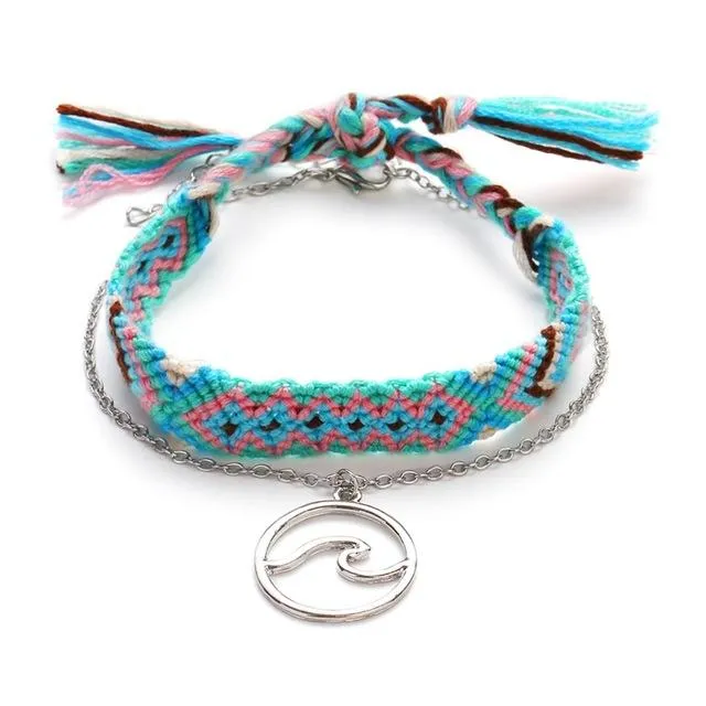 SUMMER is HERE! 2 /pc Cotton & OM Symbol Anklet/ Bracelet