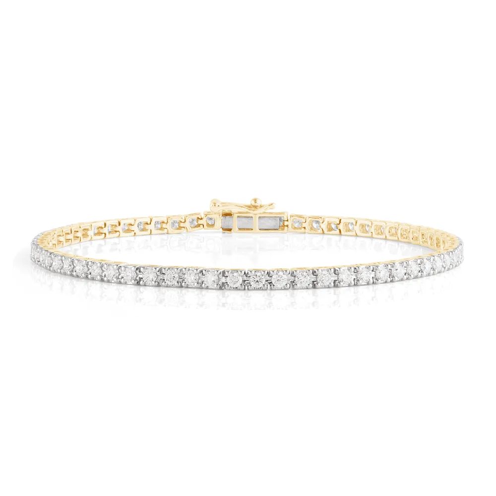 Tennis Bracelet with 2.00ct of Laboratory Grown Diamonds in 9ct Yellow Gold