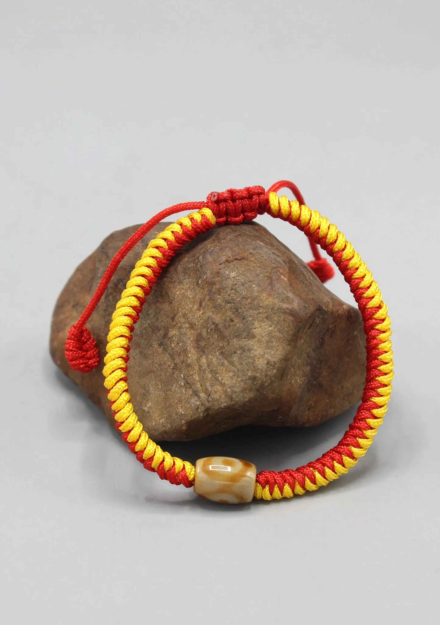 Tibetan Colorful Thick Lucky Knot Bracelet with Dzi Beads