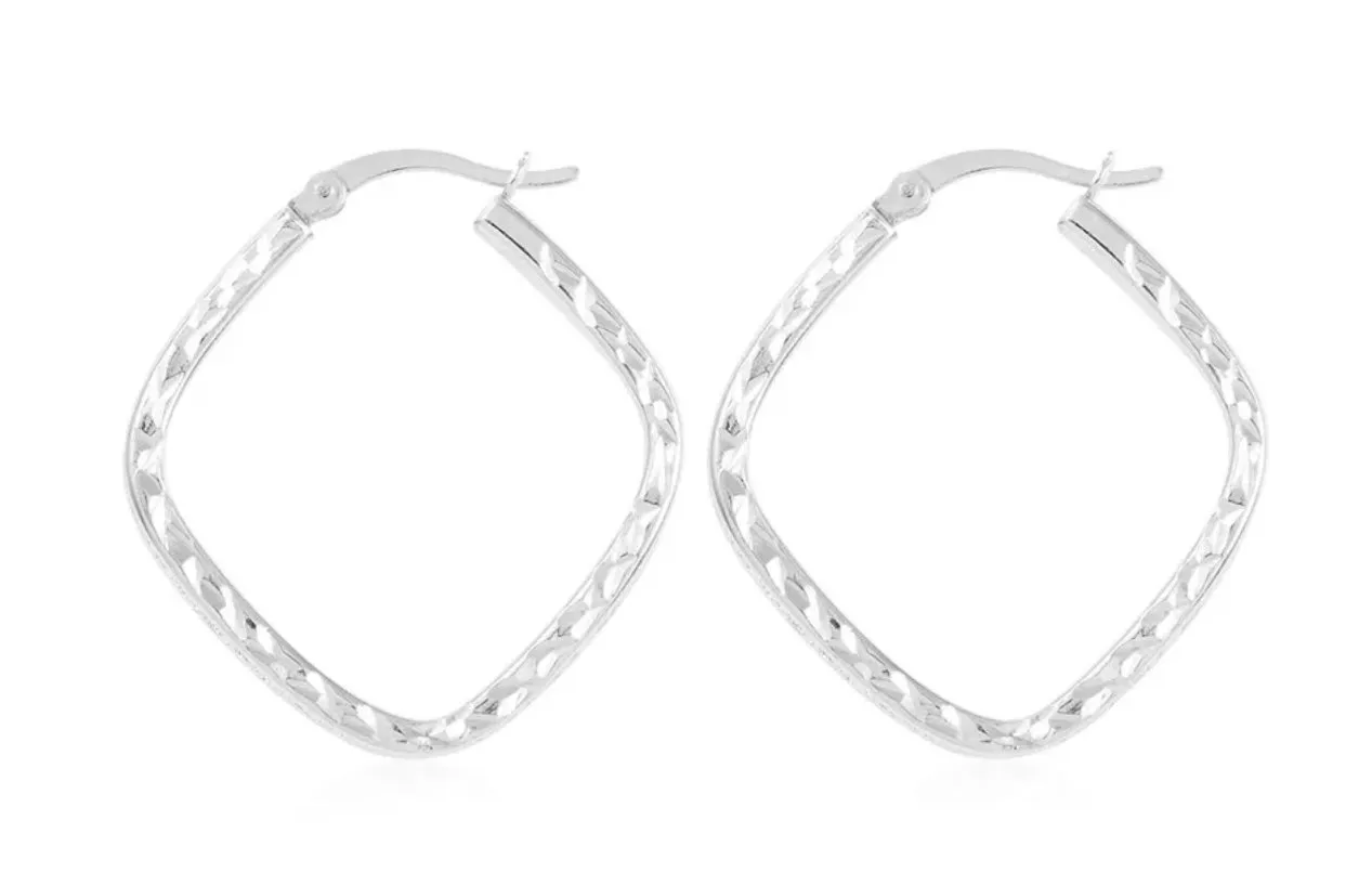 Timeless Sterling Silver Squared Hoops 1.25”