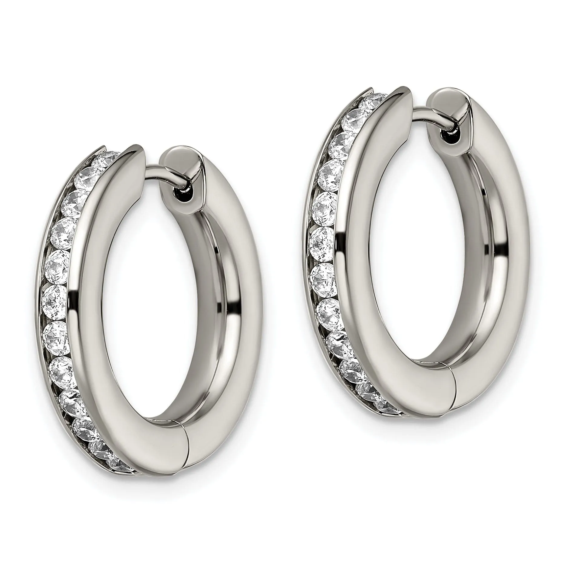 Titanium cubic zirconia hing hoop Earrings