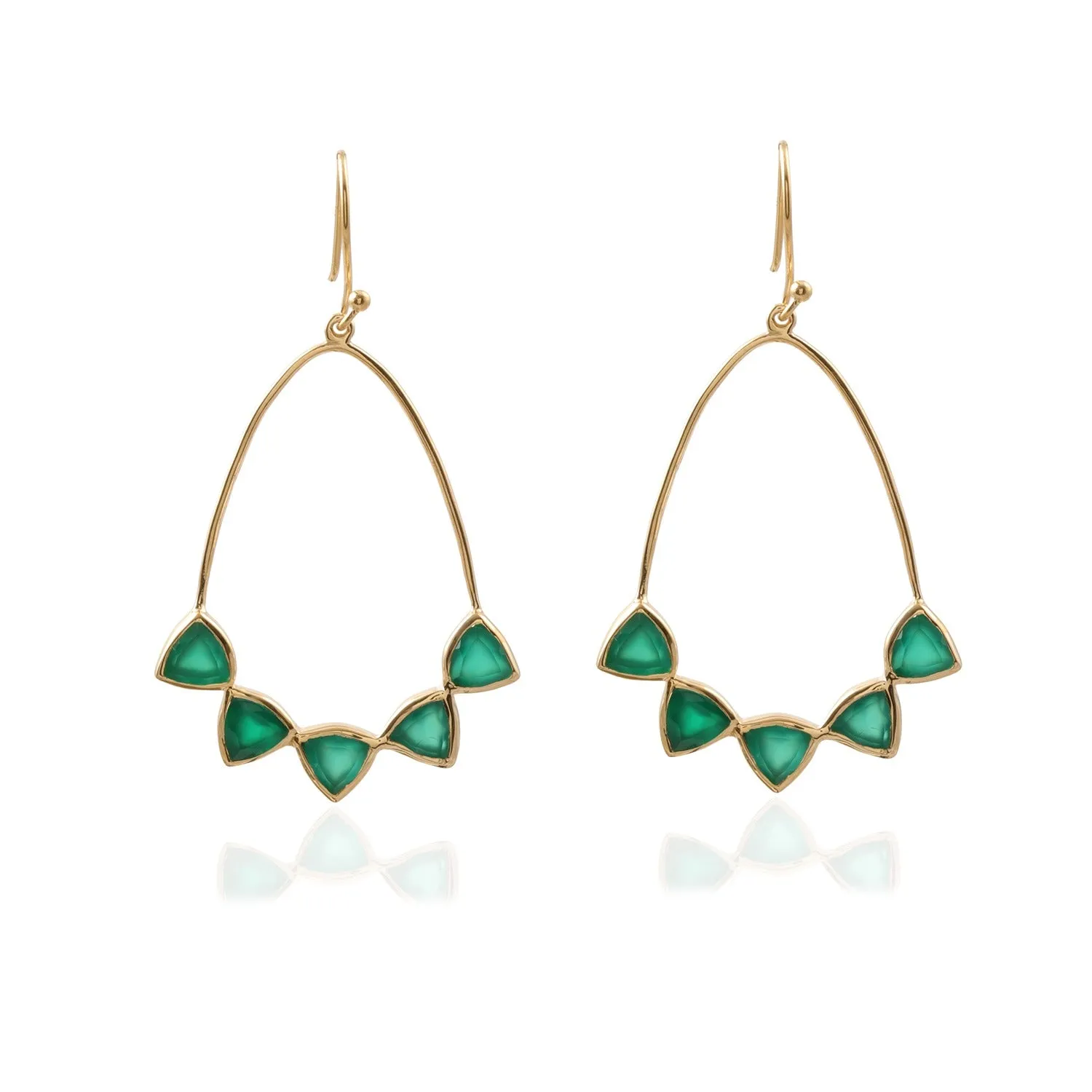 Vama | Adara Earrings | Metal-Sterling Silver | Stone-Green Onyx | Finish-Shiny