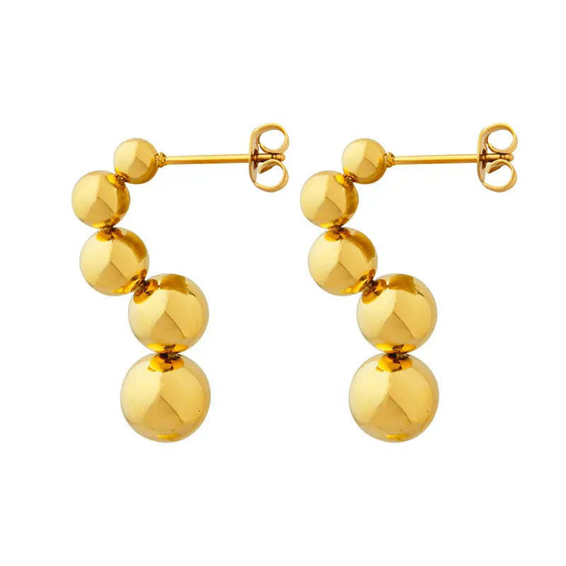 Versatile Small Steel Ball Stud Earrings for Women, Trendy Temperament Jewelry