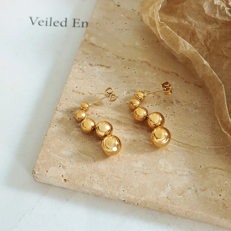 Versatile Small Steel Ball Stud Earrings for Women, Trendy Temperament Jewelry