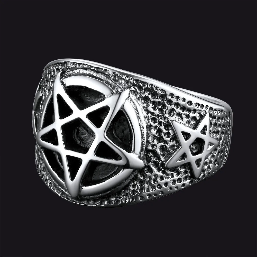 Vintage Pentagram Ring Stainless Steel Ring For Men