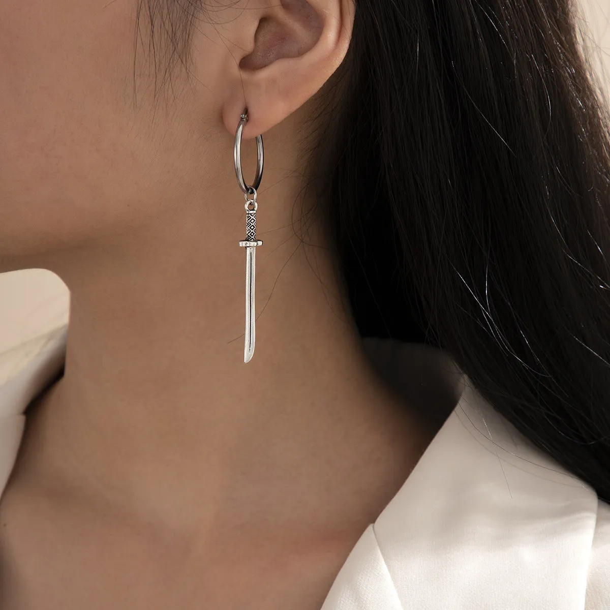 Wind Versatile Sword Handle Earrings Personality