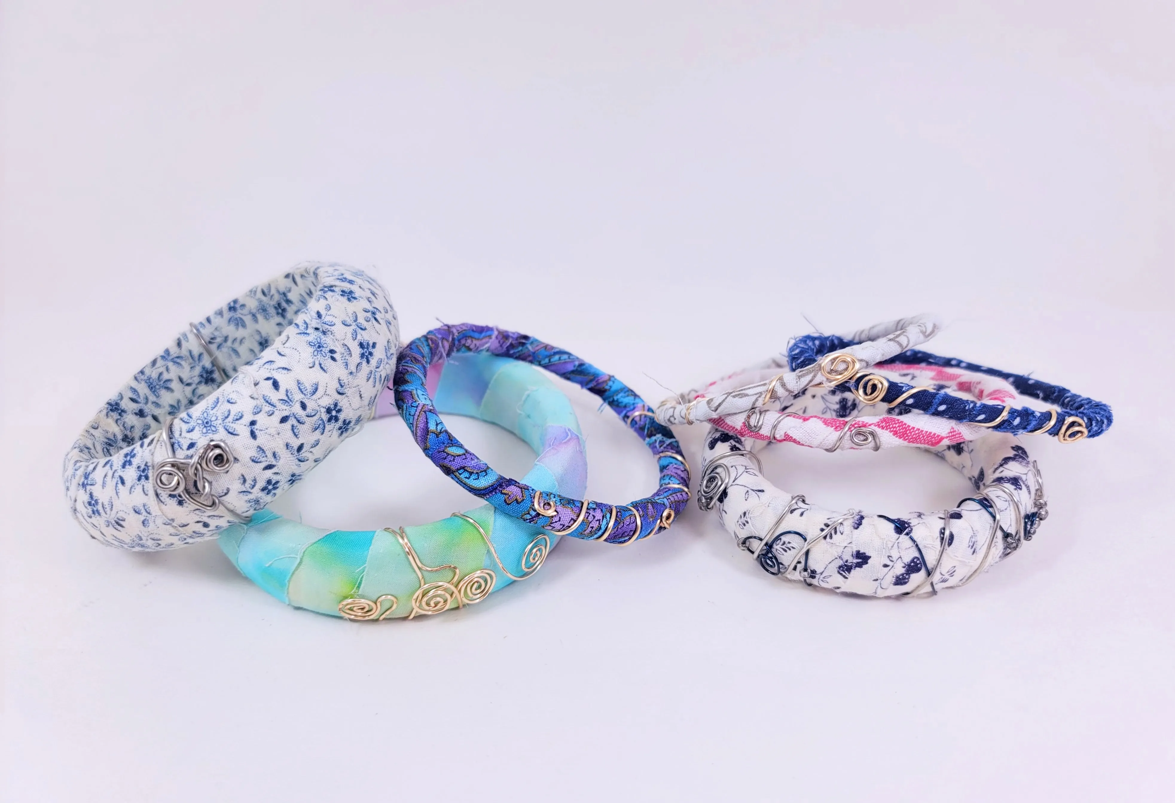 Wire & Fabric Wrapped Bangle