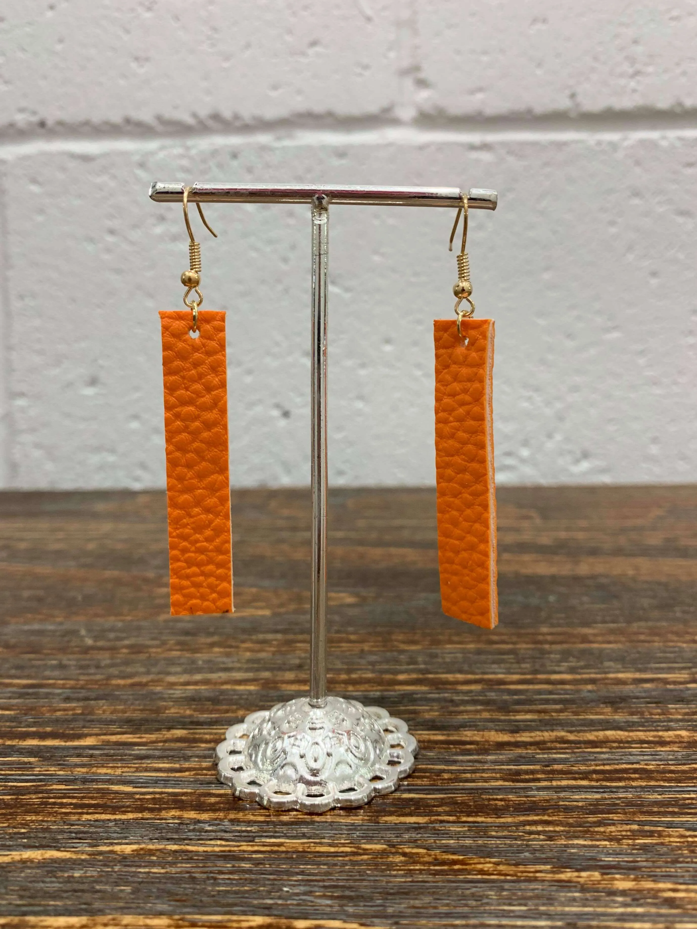 Women's Vertical Bar Faux Leather Earrings