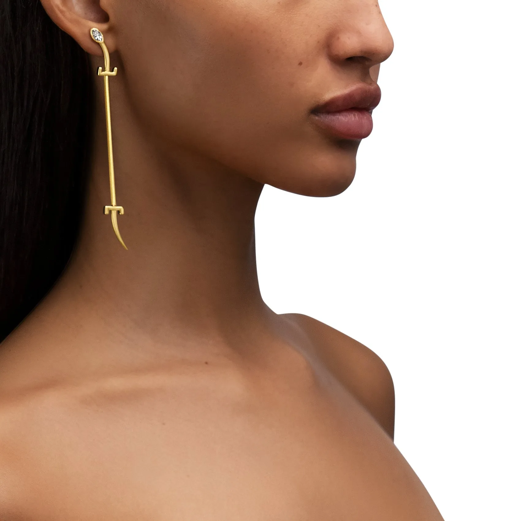 Yellow Gold Origin Drop Earrings with Diamonds