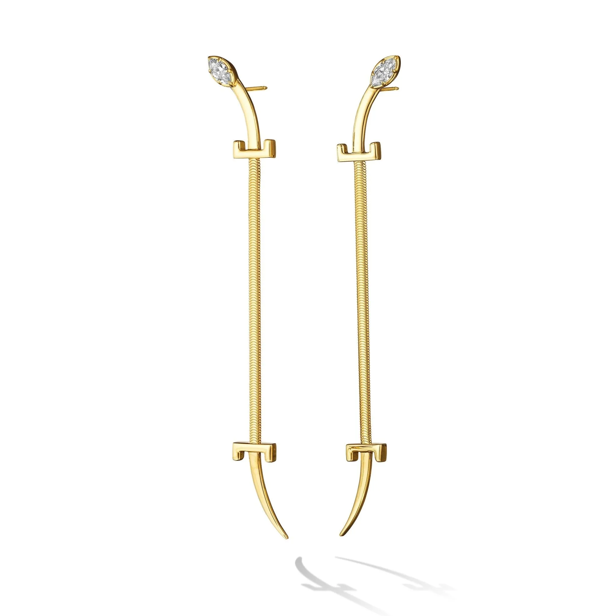 Yellow Gold Origin Drop Earrings with Diamonds