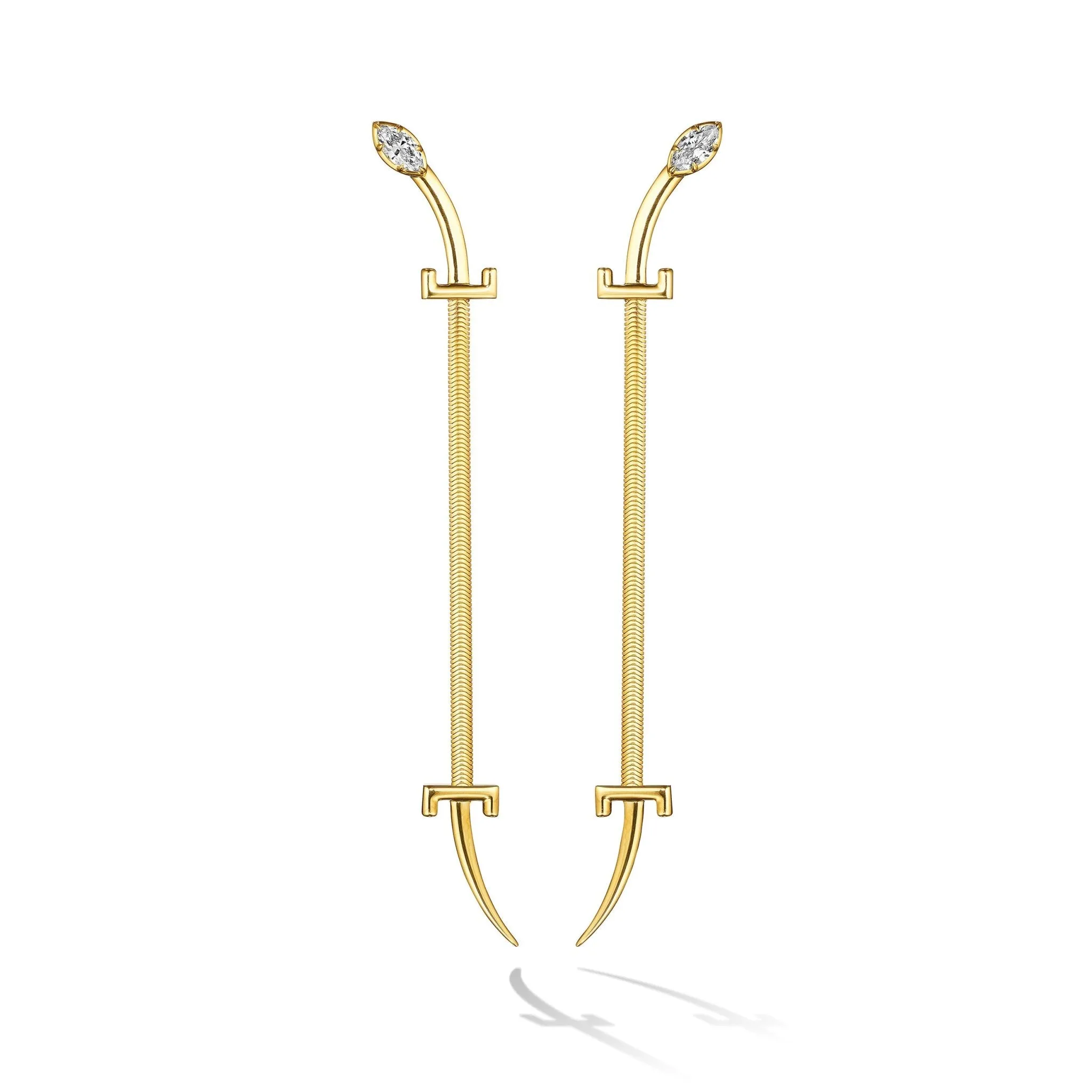 Yellow Gold Origin Drop Earrings with Diamonds