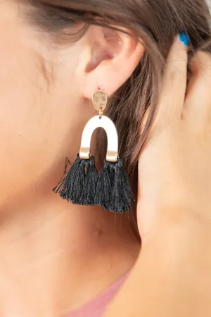 You Know Best Black Fringe Earrings