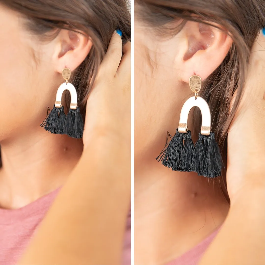 You Know Best Black Fringe Earrings